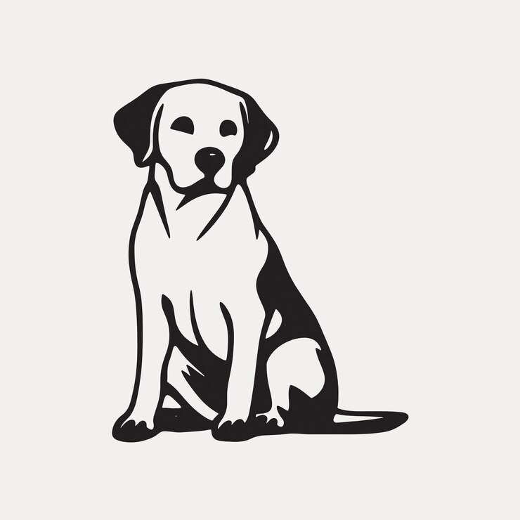 Vector black and white dog illustration