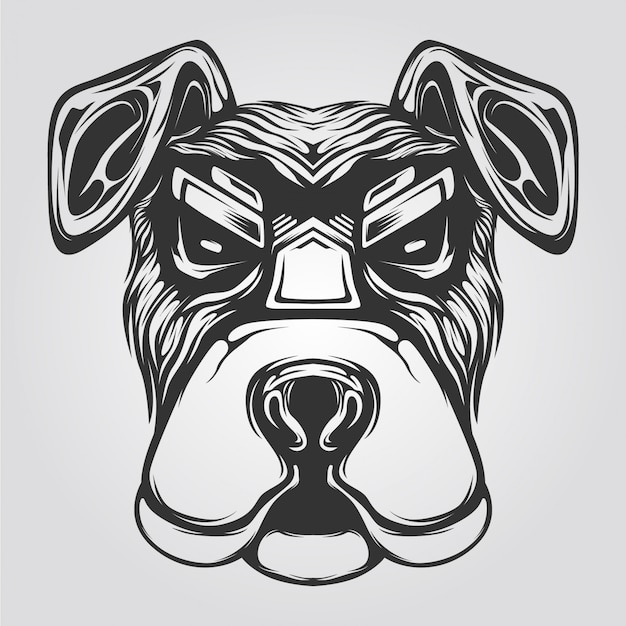 Vector black and white dog line art