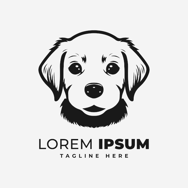 Logo del cane in bianco e nero modello di progettazione del logo della testa di volpe nera