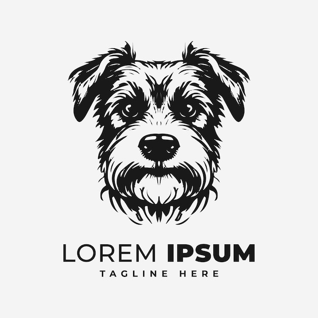 Black and white dog logo Black fox head logo design template