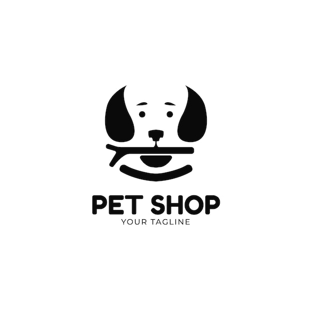 Black and white dog pet shop logo