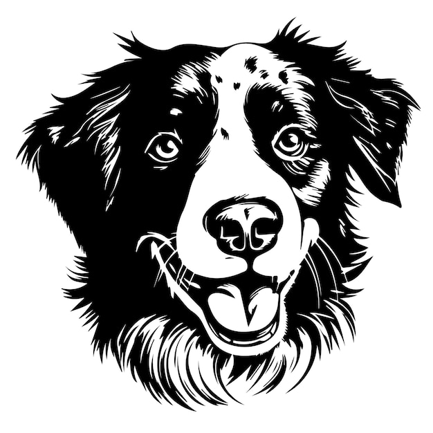 A black and white of a dog smile vector