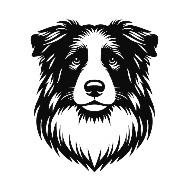 black and white dog vector