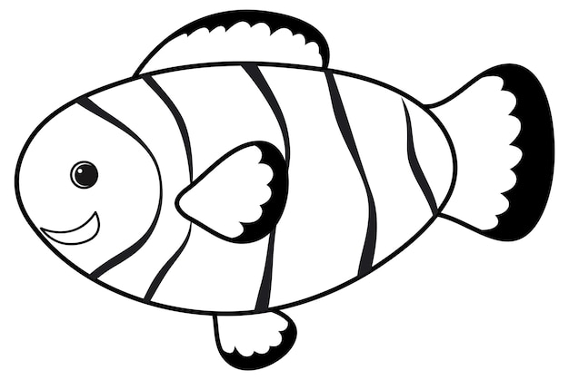 simple fish clipart black and white