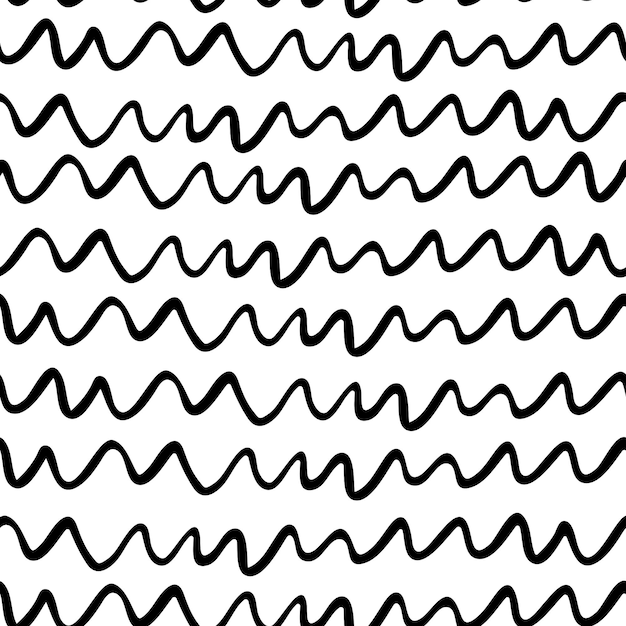 Vector black and white doodle lines seamless pattern. simple hand-drawn abstract background, line art