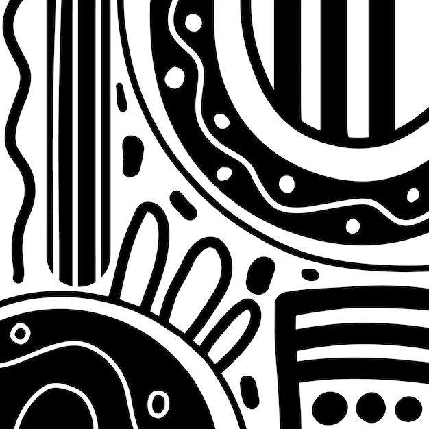 Black and white doodle vector illustration. hand drawn line arts abstract backgrounds geometric