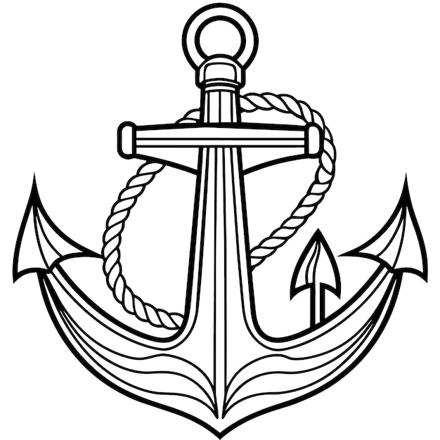 a black and white drawing of an anchor with a anchor on it