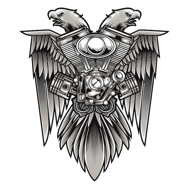a black and white drawing of an angel with wings and a cross on it