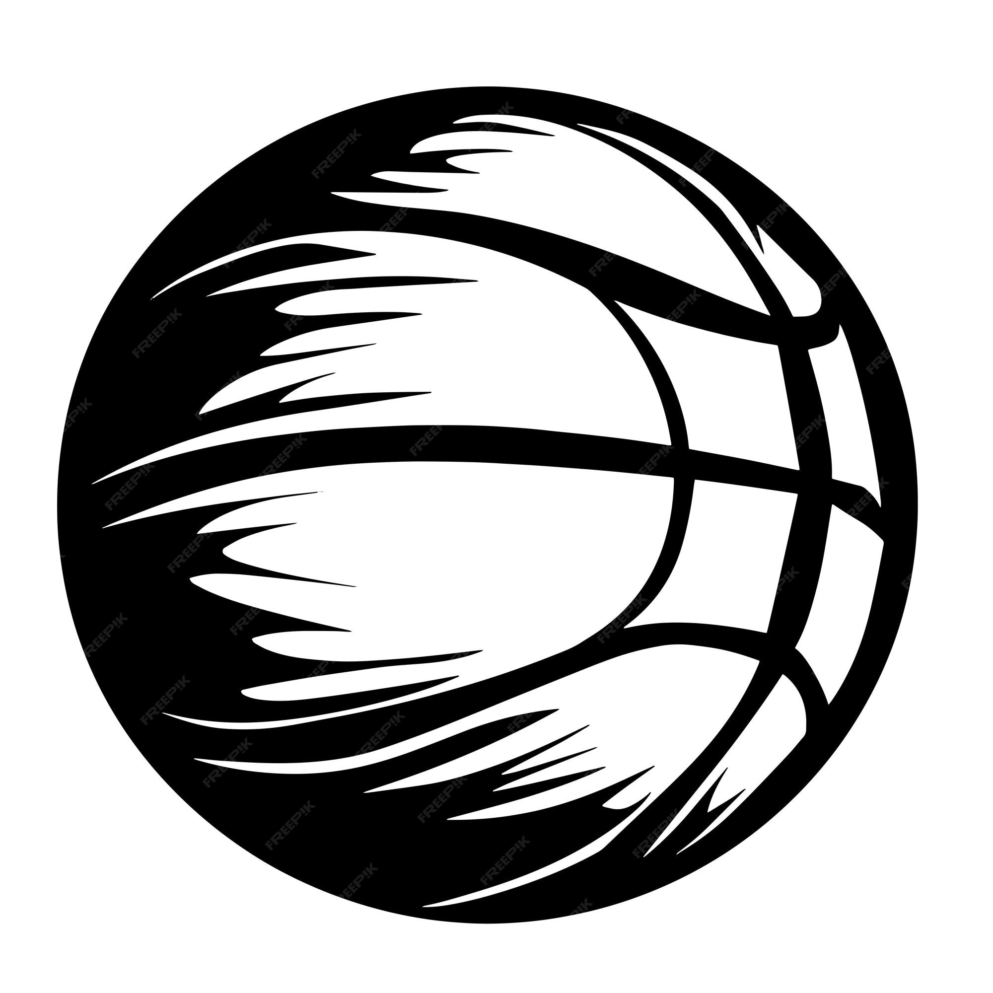 Premium Vector | A black and white drawing of a basketball with a white