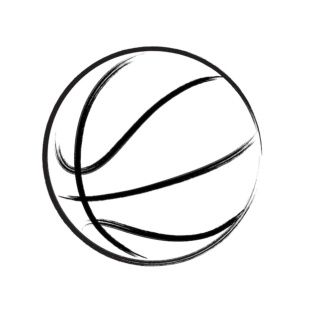 a black and white drawing of a basketball