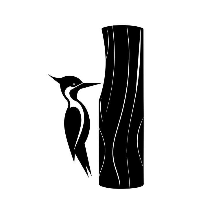 Vector a black and white drawing of a bird and a vase