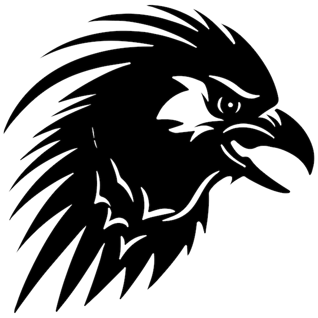 Vector a black and white drawing of a black eagle with a white background.