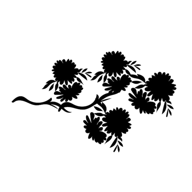 Vector a black and white drawing of a black flower with the word  flowers  on it