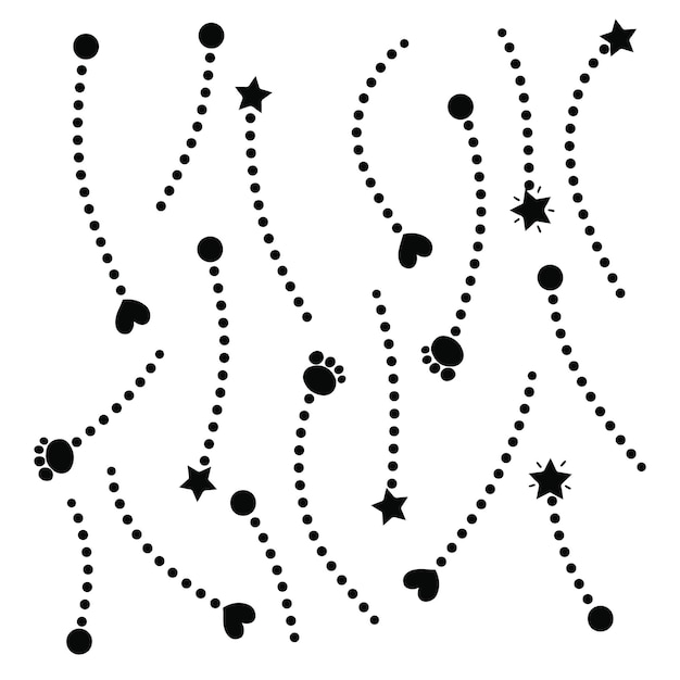 a black and white drawing of a black and white picture with black dots and stars