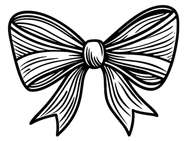 Vector a black and white drawing of a bow with a ribbon on it