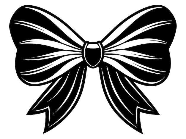 Vector a black and white drawing of a bow with a ribbon on it