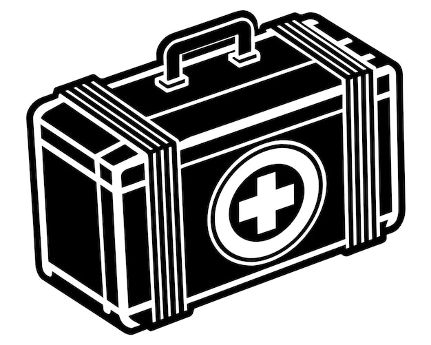 a black and white drawing of a box with a cross on it