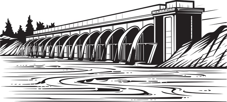 Vector a black and white drawing of a bridge with the words quot steam quot on it