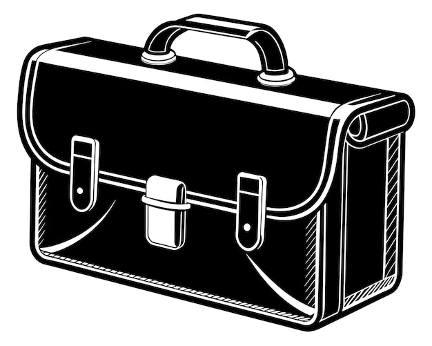 a black and white drawing of a briefcase with a handle on it