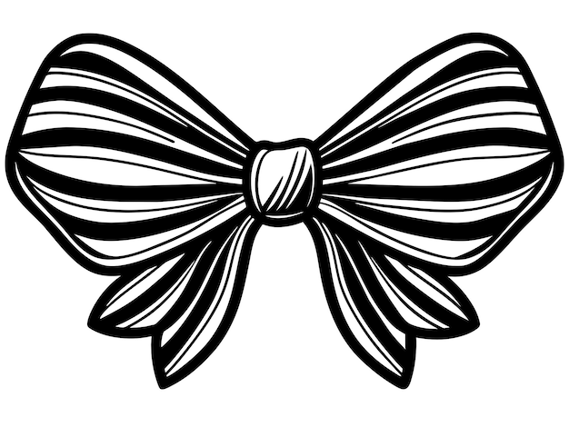 a black and white drawing of a butterfly with a bow on it