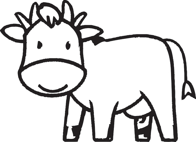 Vector black and white drawing of a cow with a cow on it.