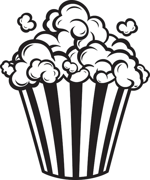 Vector a black and white drawing of a cupcake with popcorn on it