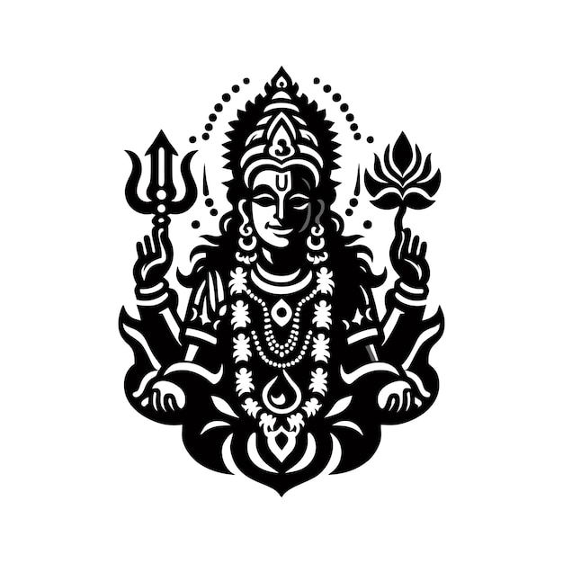a black and white drawing of a deity with the words god on it