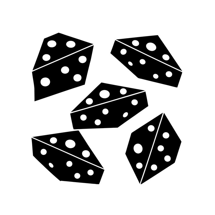 Vector a black and white drawing of dice and dice with the number 1 on it