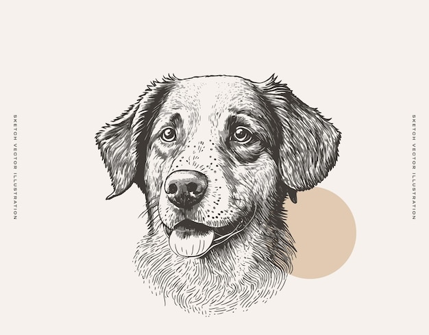 Vettore disegno in bianco e nero di una faccia di cane