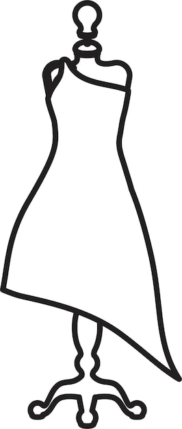 Vector a black and white drawing of a dress on a stand