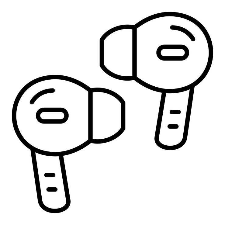 a black and white drawing of an earphones with the number 3 on it