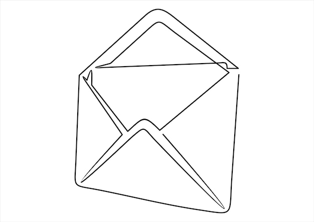a black and white drawing of an envelope with a line on it