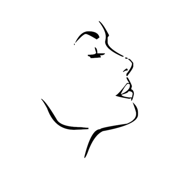 Black and white drawing of a female face vector