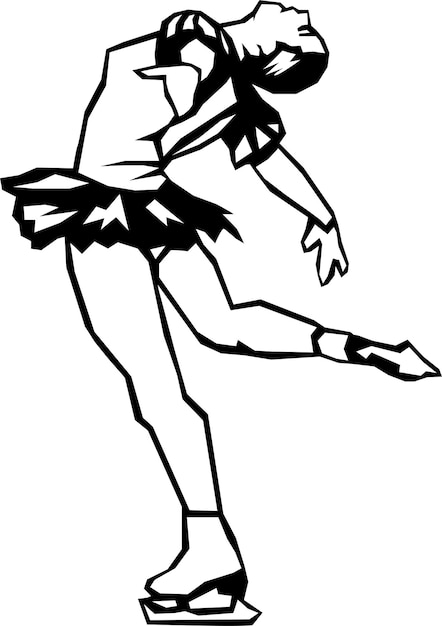 Black and white drawing of a figure skater.