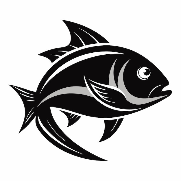 底部有白色條紋的魚的黑白圖畫