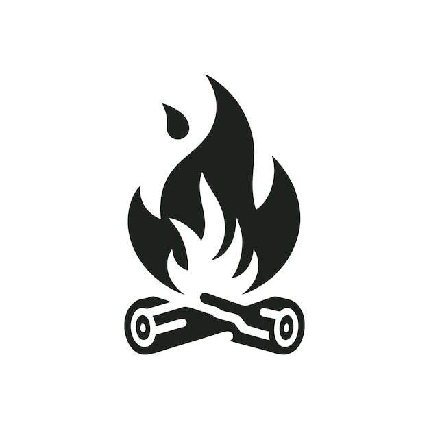 a black and white drawing of a flame that has a flame on it