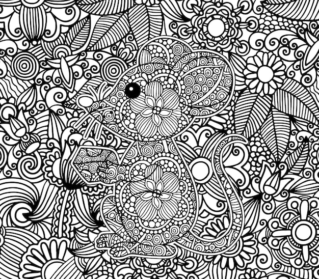 Vector a black and white drawing of a flower and a flower