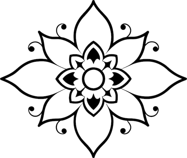 A black and white drawing of a flower with a design that says  flower