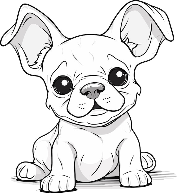 Vector a black and white drawing of a french bulldog.