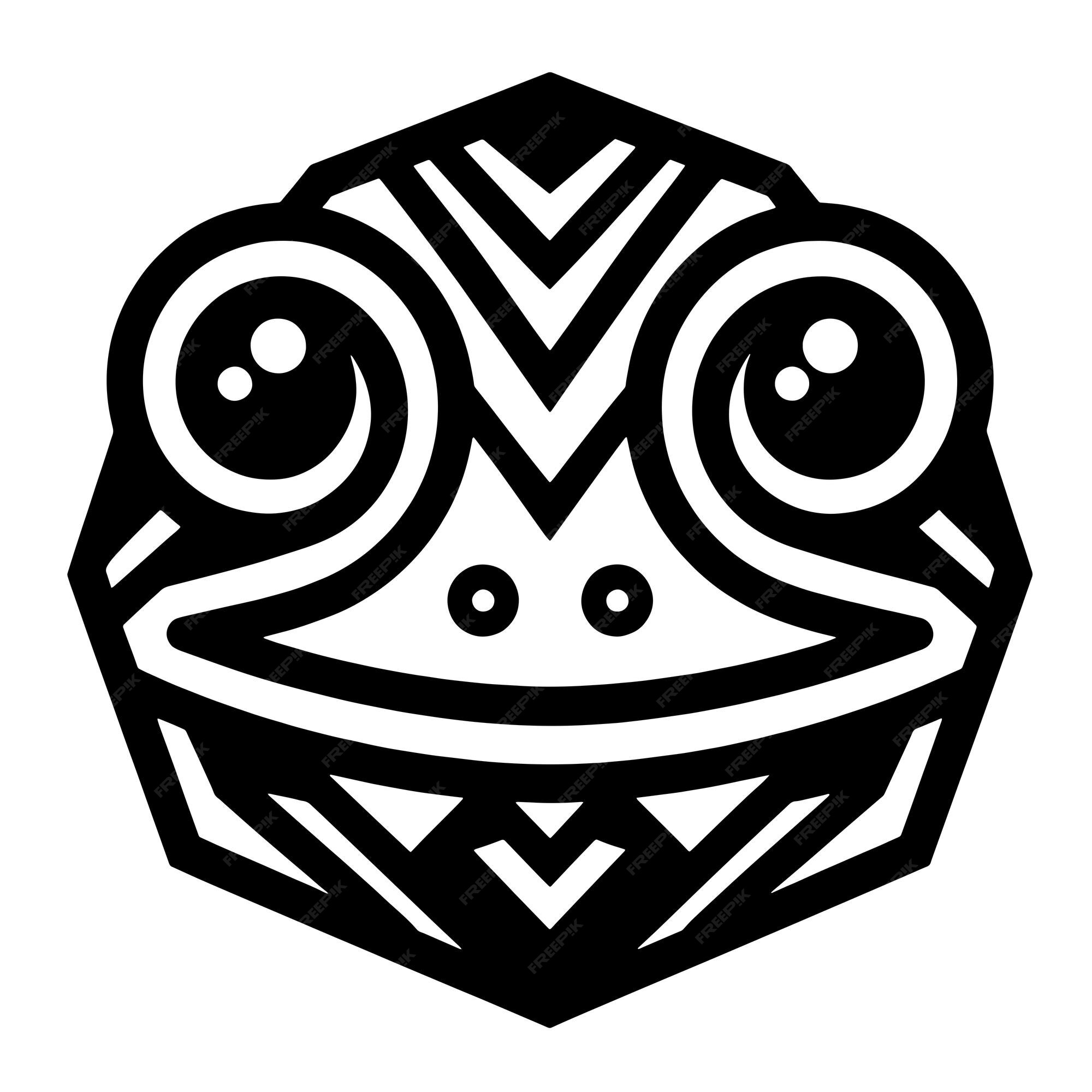 Premium Vector | A black and white drawing of a frog with a white face