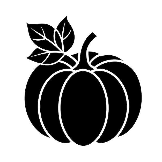 a black and white drawing of a fruit with a leaf on it