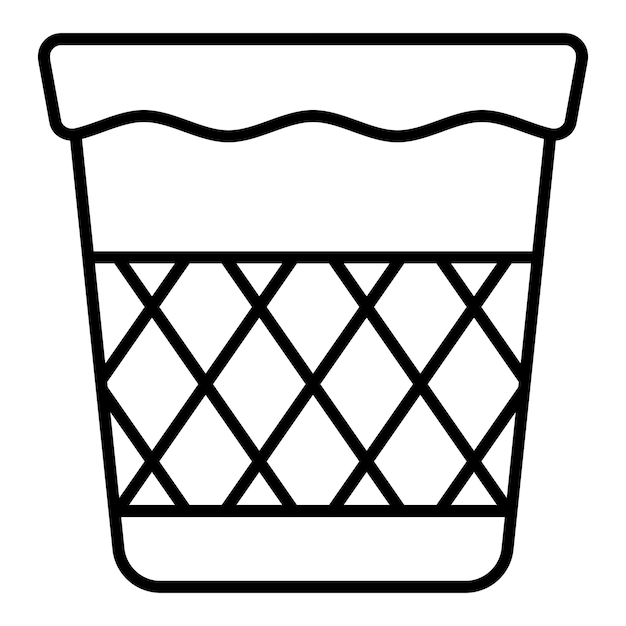 a black and white drawing of a glass with a white background