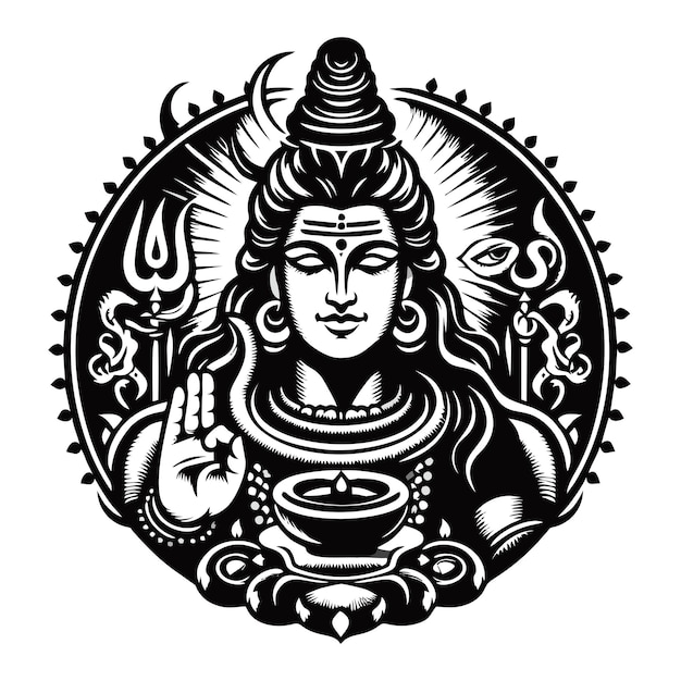 Vector a black and white drawing of a god with a ring of gold