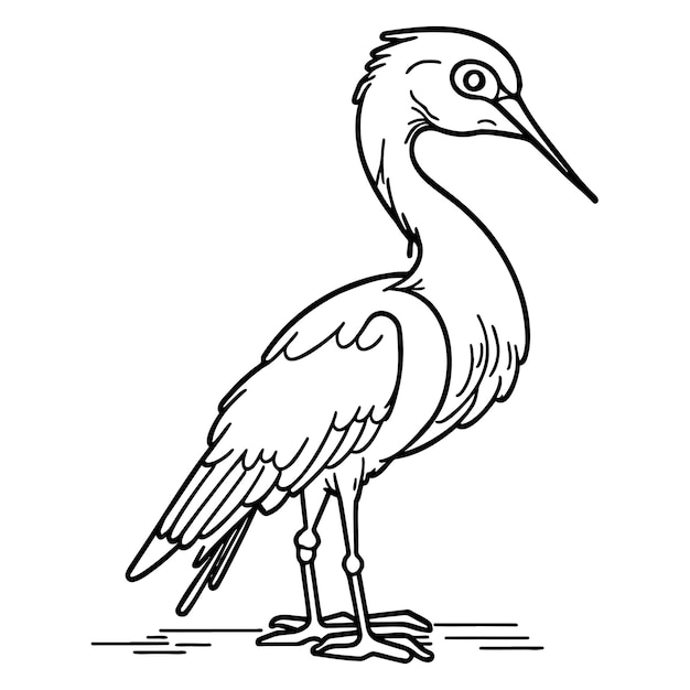 Vector a black and white drawing of a heron.