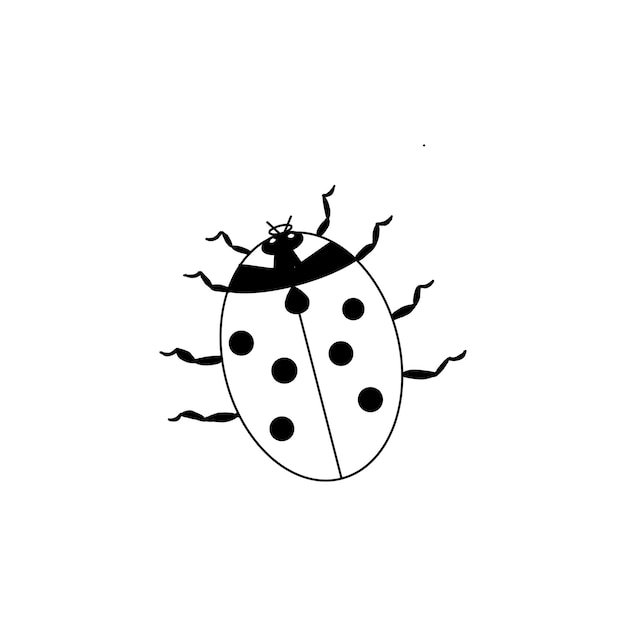a black and white drawing of a ladybug