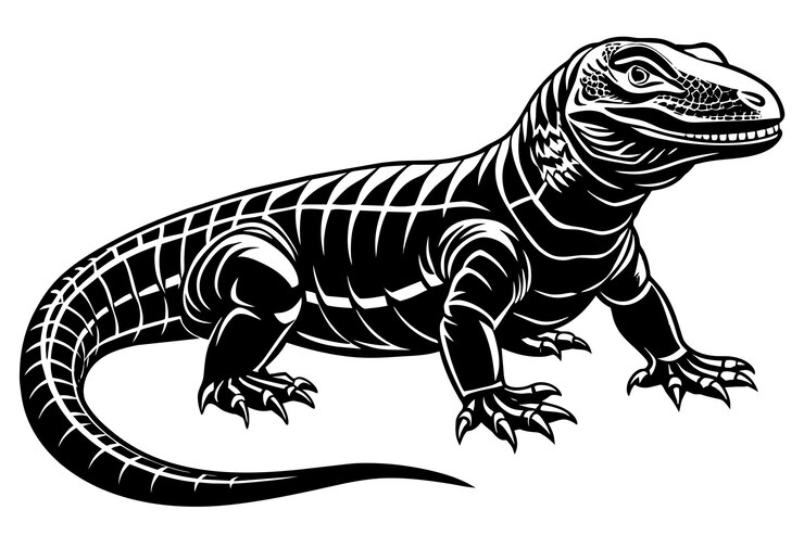 Vector a black and white drawing of a lizard with a black background