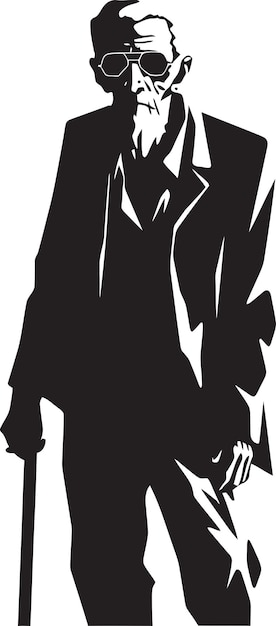 Vector a black and white drawing of a man in a black suit