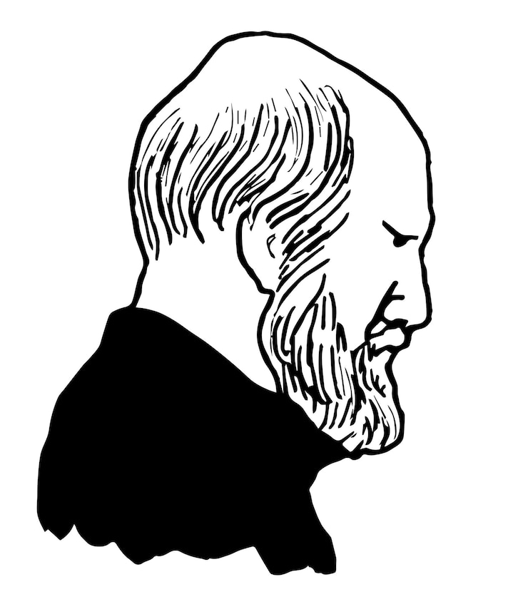 Vector a black and white drawing of a man with a beard and a beard.