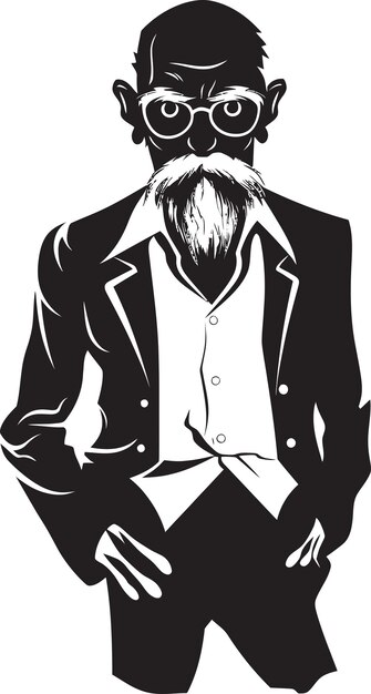 Vettore un disegno in bianco e nero di un uomo con la barba e una camicia che dice che l'uomo è