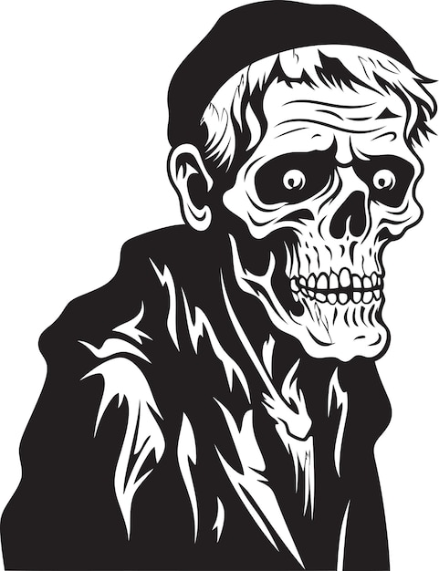 Vector a black and white drawing of a man with a skull and bones